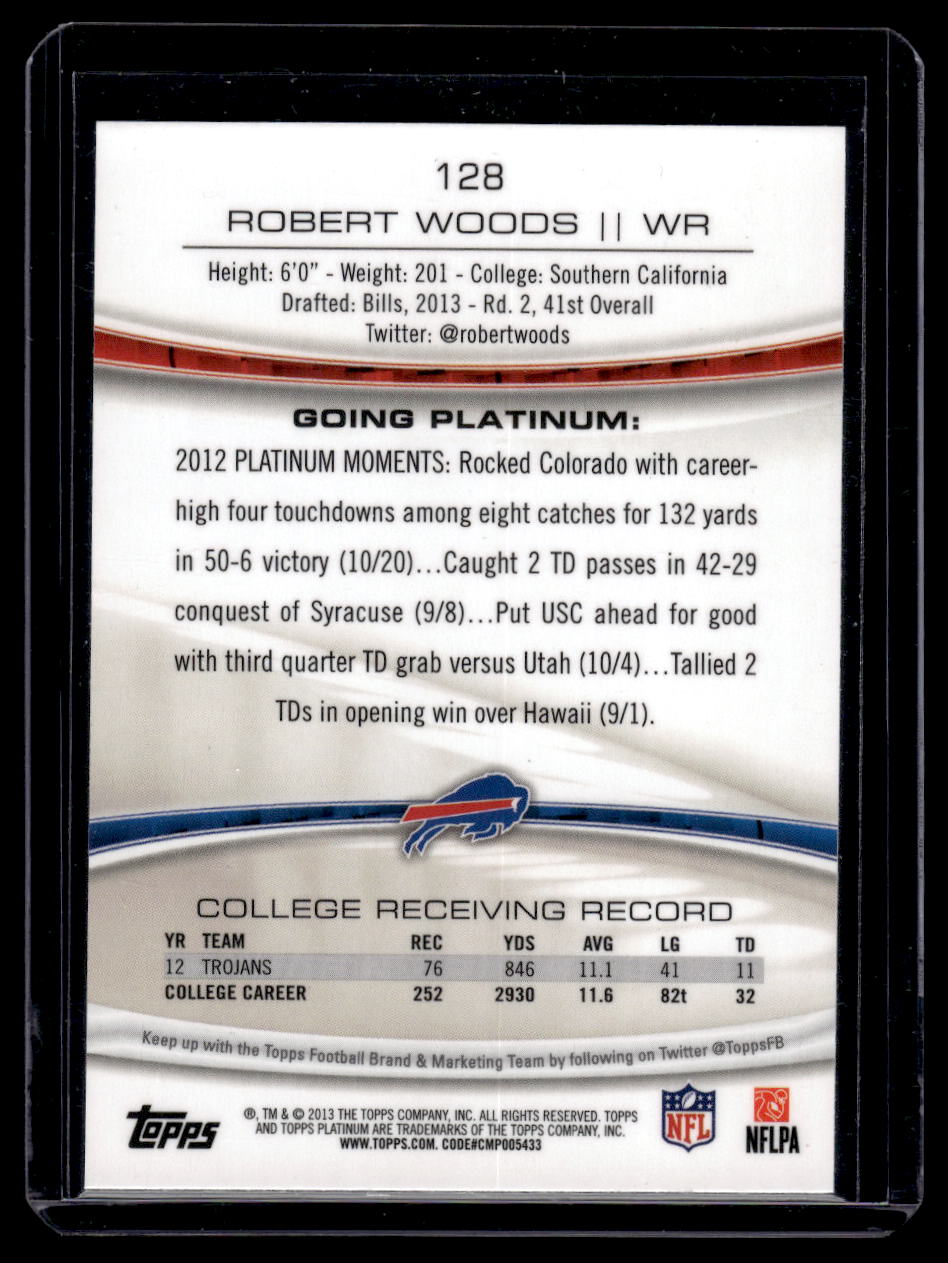 2013 Topps Platinum Rookie Card #128 Robert Woods XFractor (Buffalo Bills)