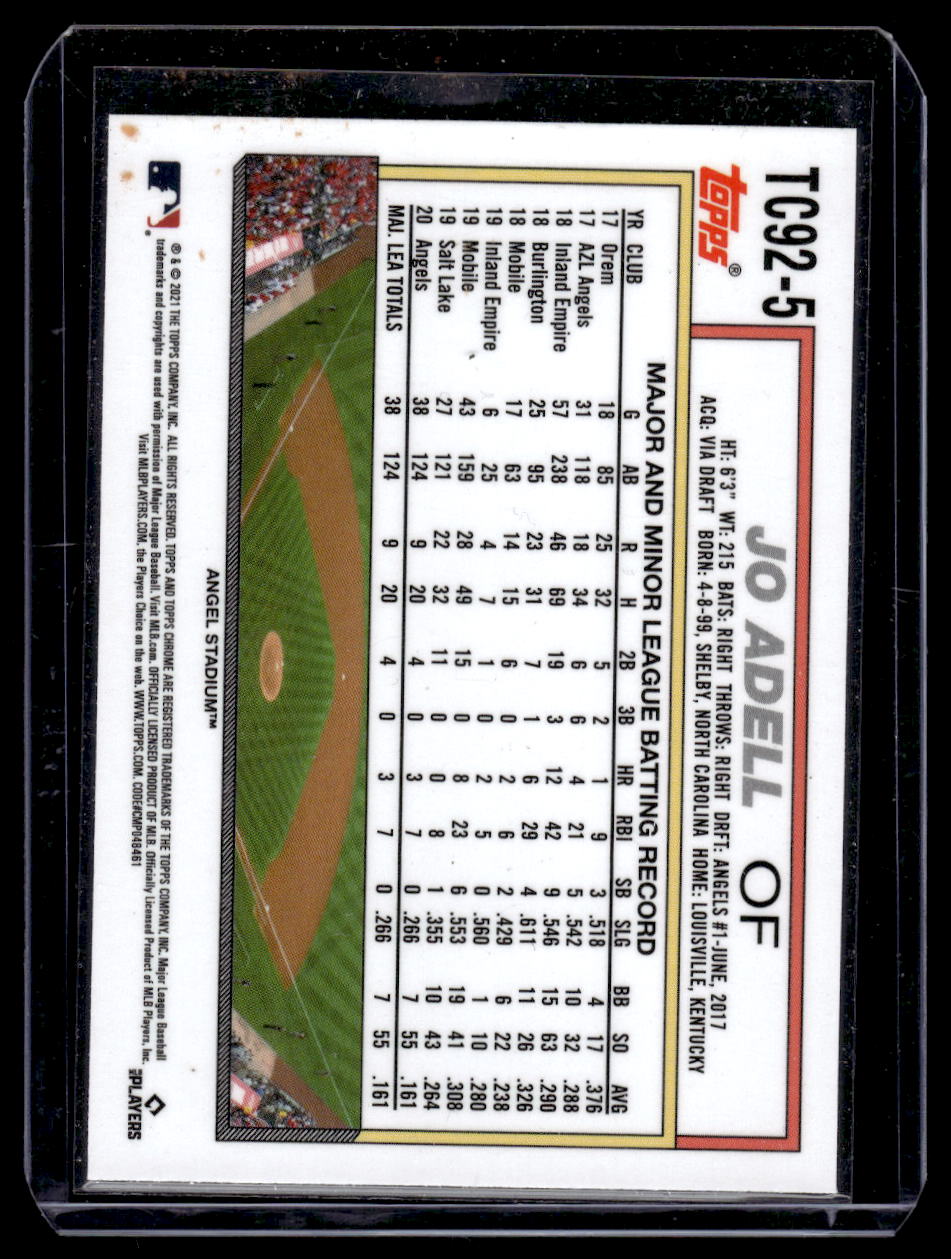 2021 Topps Update 1992 Topps Redux Chrome Rookie #TC92-5 Jo Adell (Los Angeles Angles)