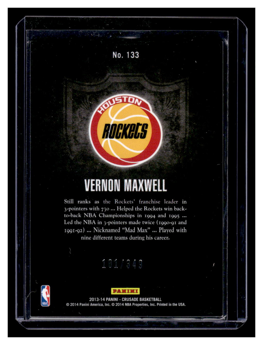 2013-14 Panini Crusade "Red" #133 Vernon Maxwell #'d /349 (Houston Rockets)