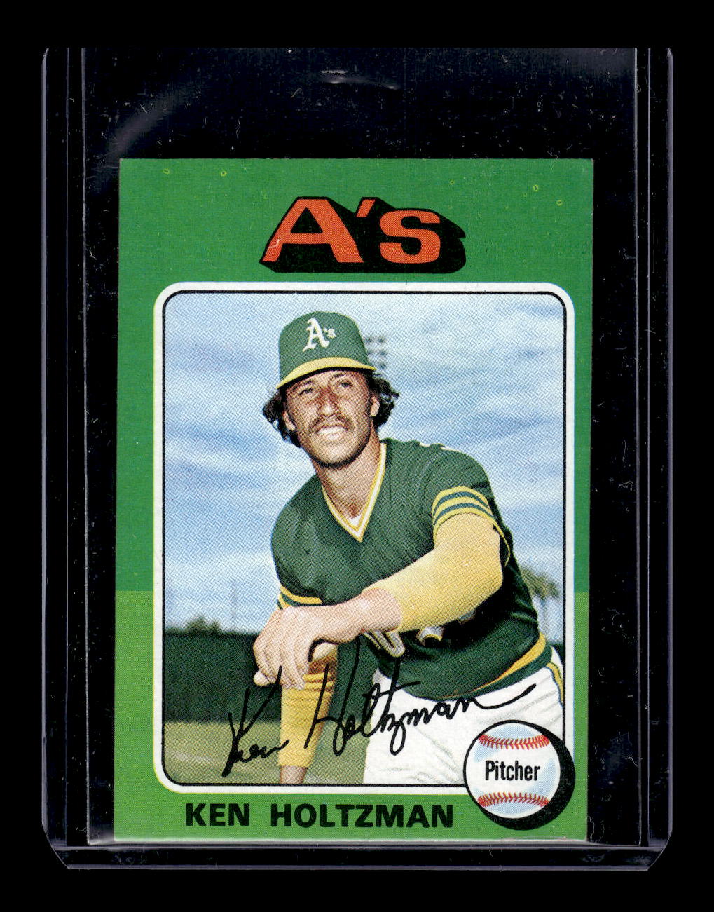 1975 Topps Mini #145 Ken Holtzman (Oakland A's)