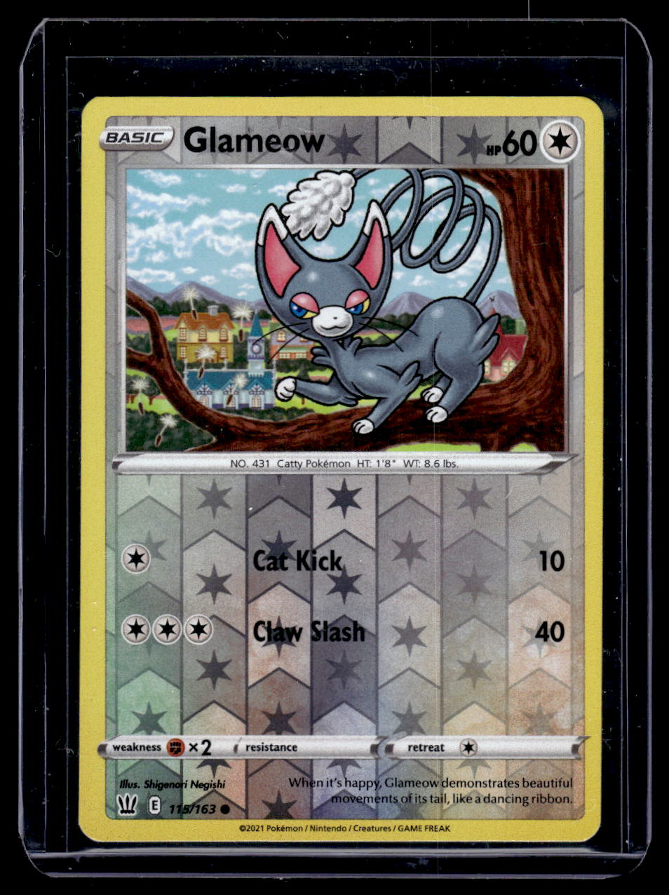 2021 Pokemon Battle Styles Glameow Reverse Holo Card #115