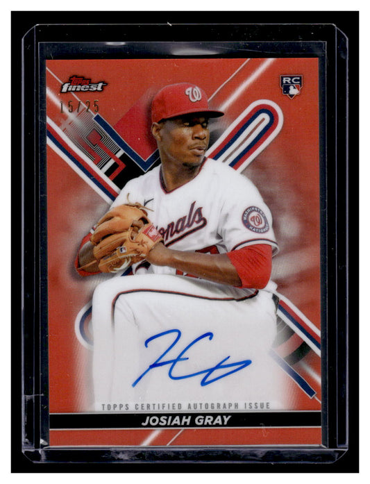 2022 Topps Finest #FA-JG Josiah Gray Autograph Orange #'d 15/25 Rookie RC (Washington Nationals)