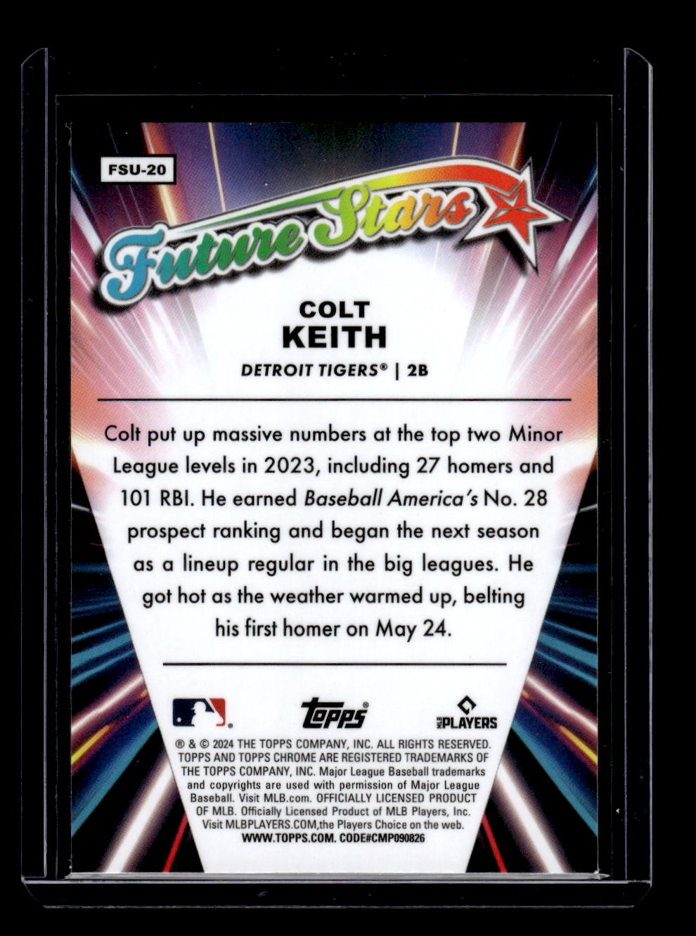 2024 Topps Chrome Update Colt Keith Future Stars Rookie #FSU-20 (Detroit Tigers)