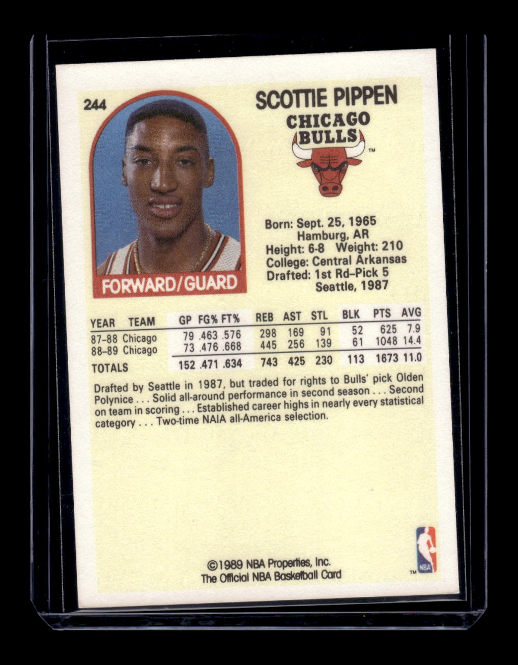 1989 NBA Hoops #244 Scottie Pippen (Chicago Bulls)