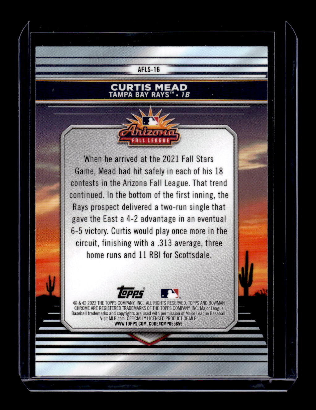 2022 Bowman Chrome "2021 AFL Fall Stars" #AFLS-16 Curtis Mead (Tampa Bay Rays)