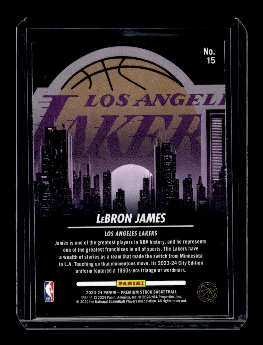 2023-24 Hoops Premium Stock City Edition #15 LeBron James (Los Angeles Lakers)