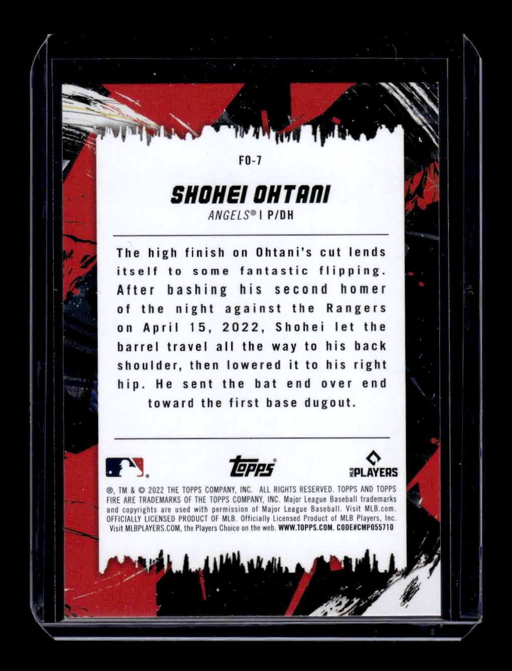 2022 Topps Fire Flippin' Out Gold Minted #FO-7 Shohei Ohtani (Los Angeles Angels)