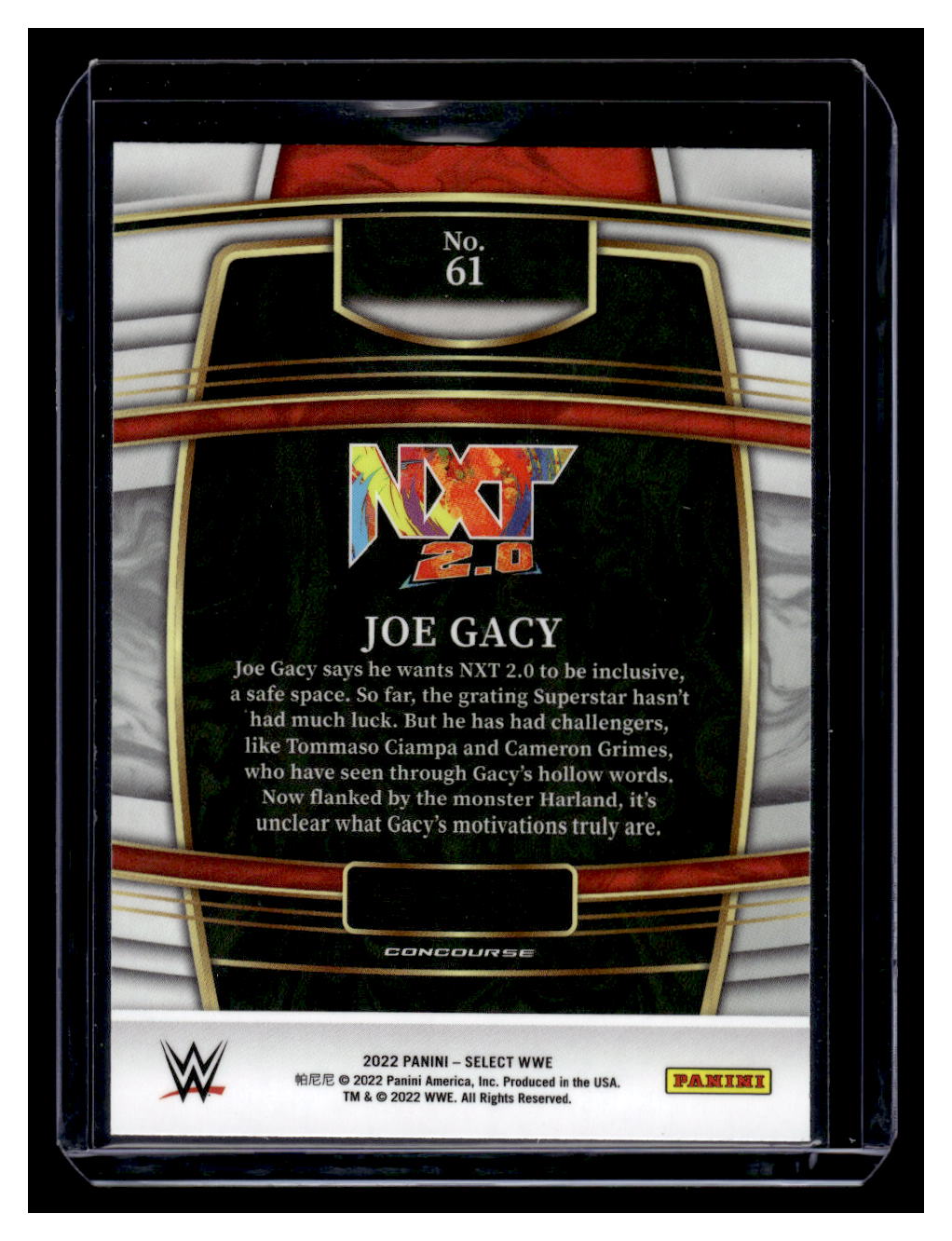 2022 Panini Select WWE "Red and Blue" Joe Gacy Rookie RC #61