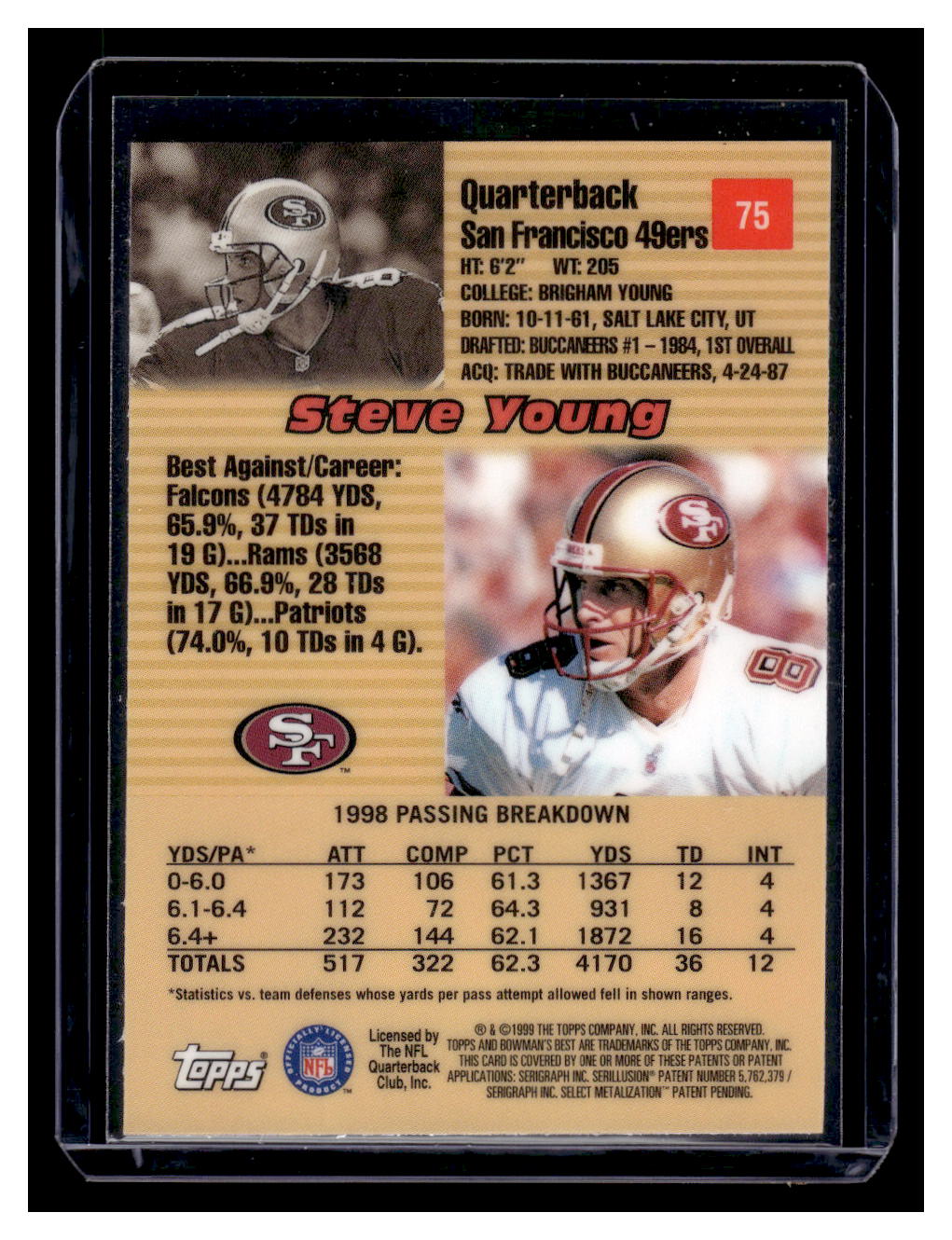 1999 Bowman's Best #75 Steve Young (San Francisco 49ers)