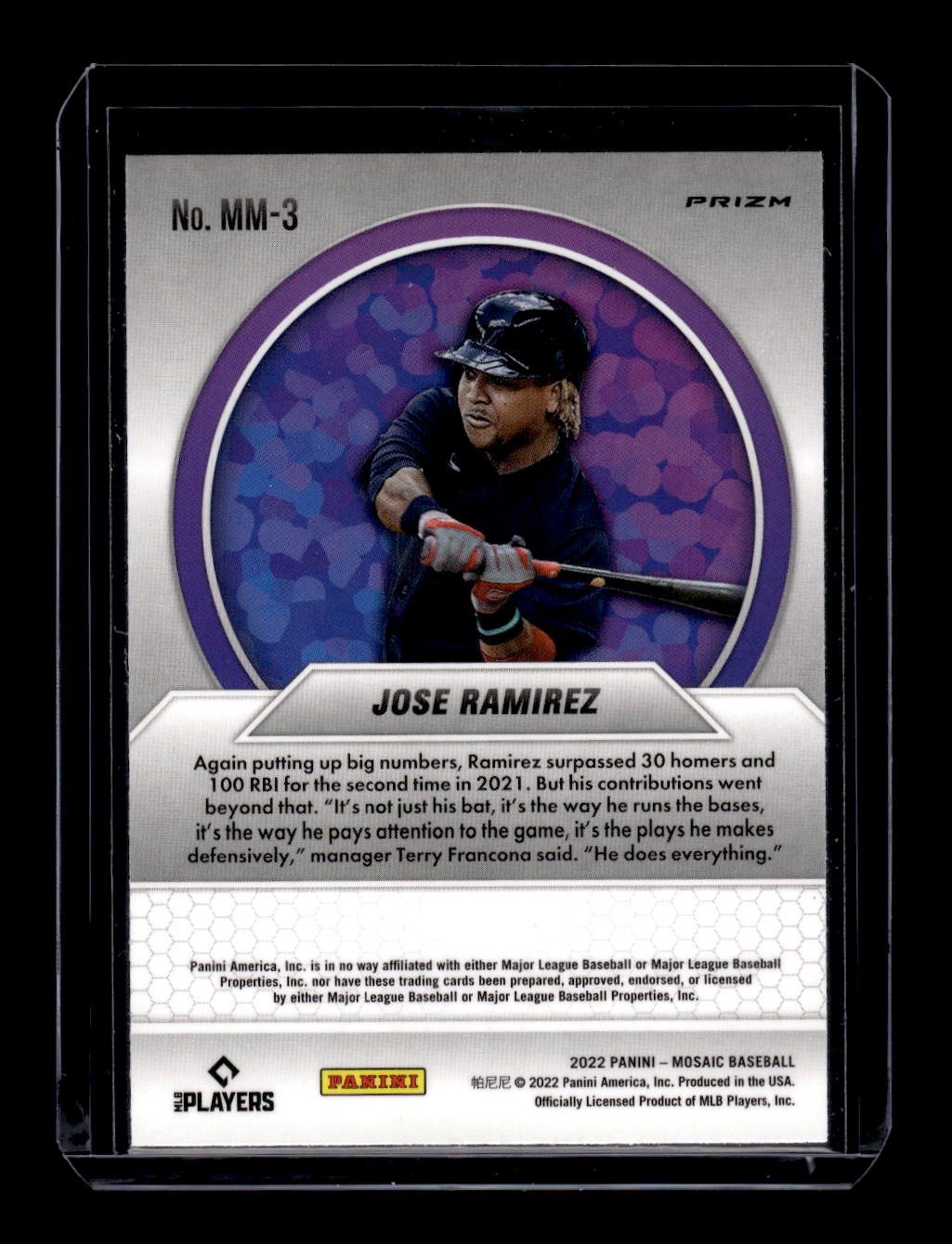 2022 Panini Mosaic #MM-3 Men of Mastery Mosaic Prizm Jose Ramirez (Cleveland Guardians)