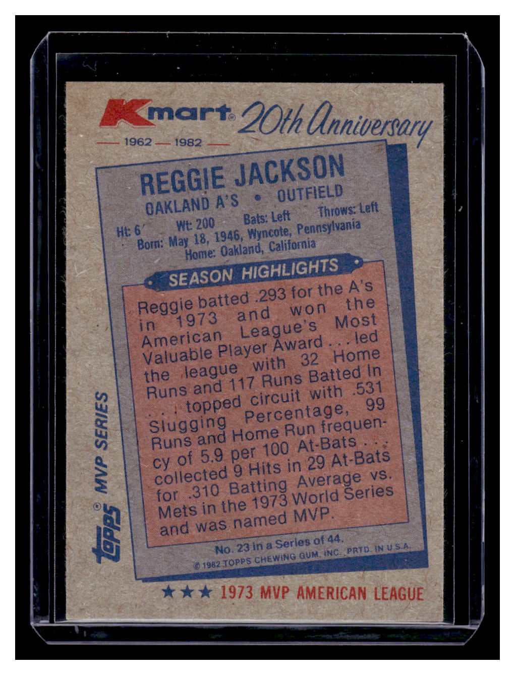 1982 Topps Kmart 20th Anniversary #23 Reggie Jackson (Oakland A's)