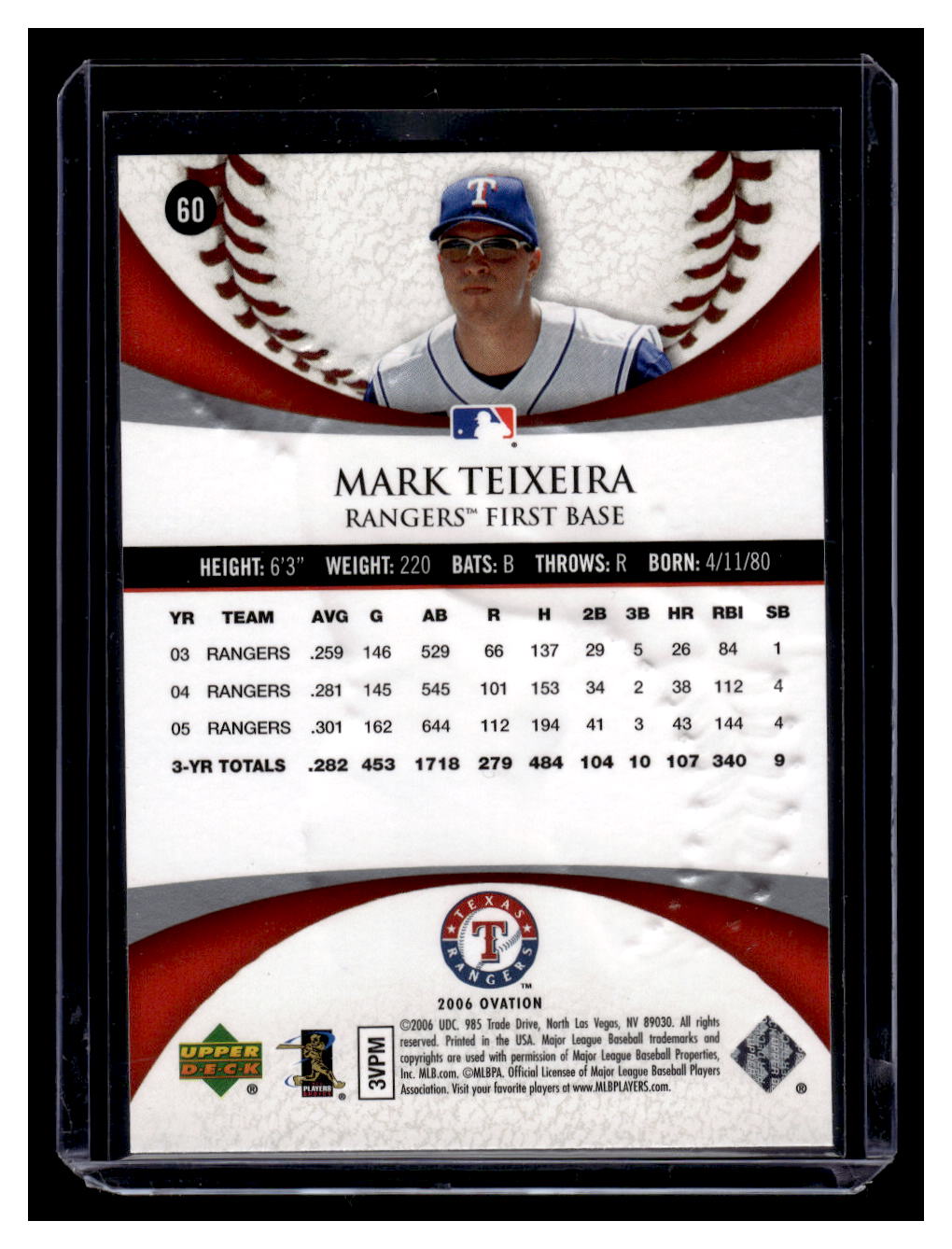 2006 Upper Deck Ovation #60 Mark Teixeira (Texas Rangers)