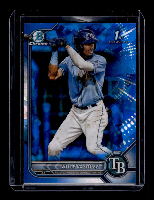 2022 Topps Bowman Chrome #BCP-195 "Sapphire - Cracked Ice" Willy Vasquez (Tampa Bay Rays)