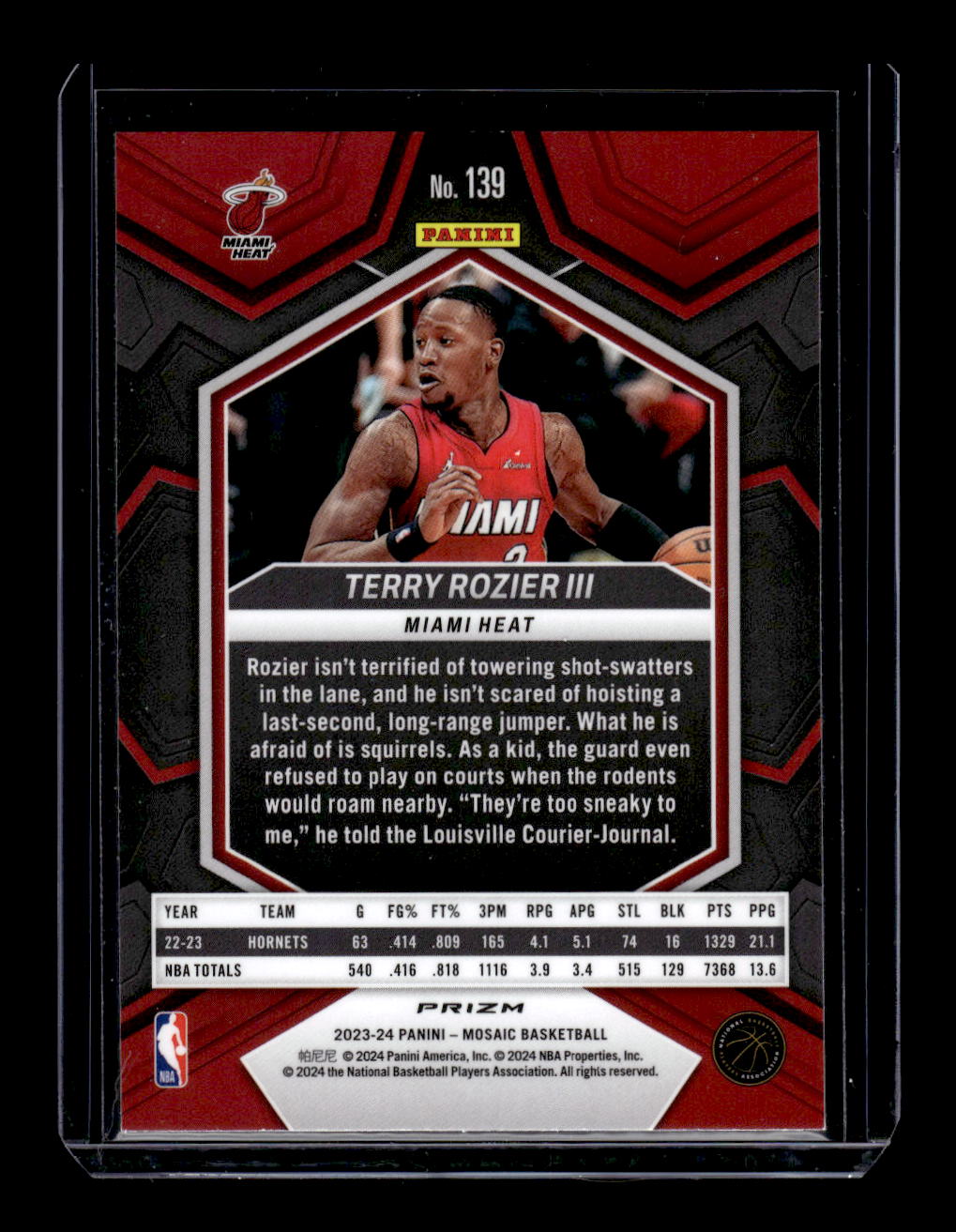 2023-24 Panini Mosaic Reactive Yellow #139 Terry Rozier III (Miami Heat)