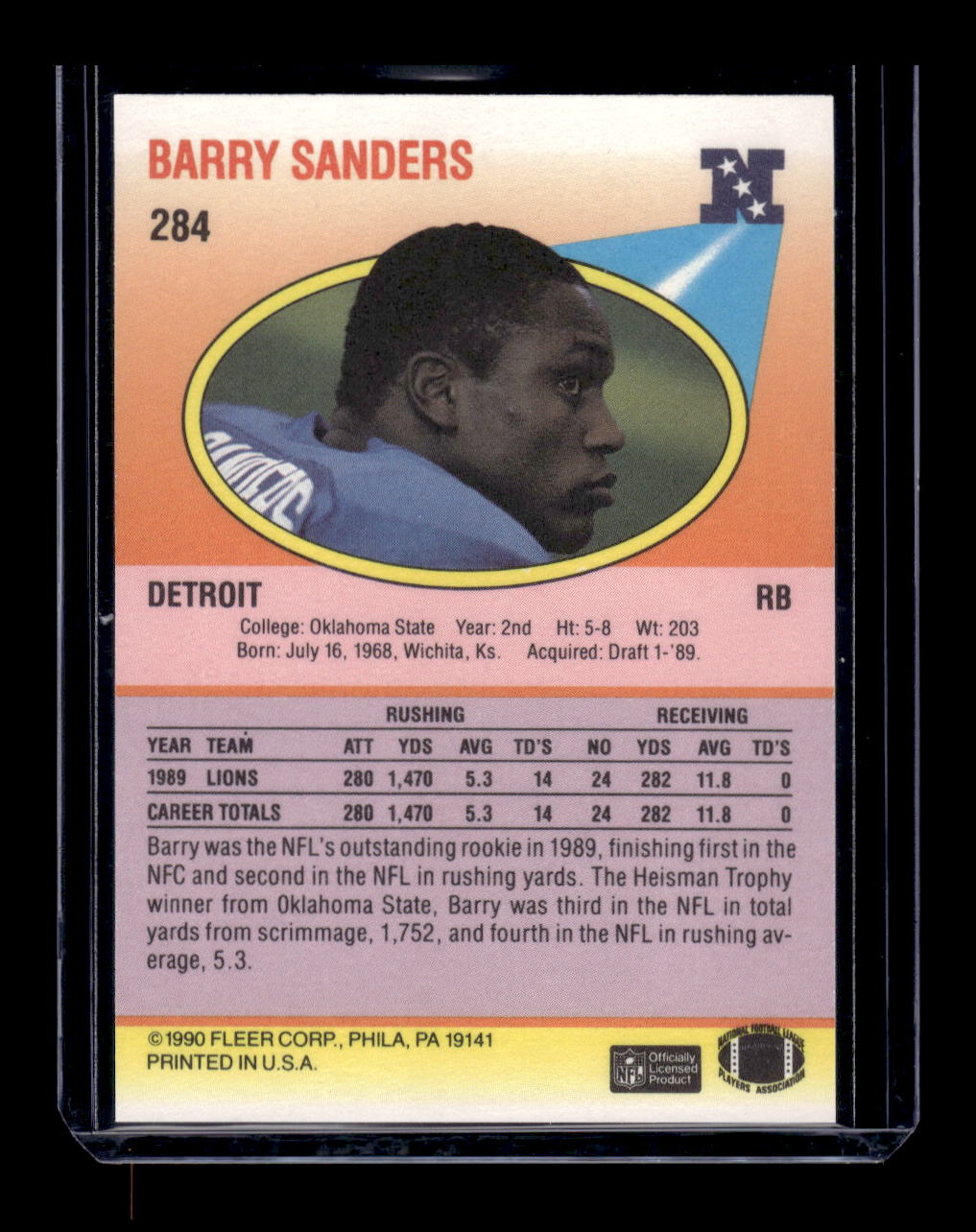 1990 Fleer #294 Barry Sanders (Detroit Lions)