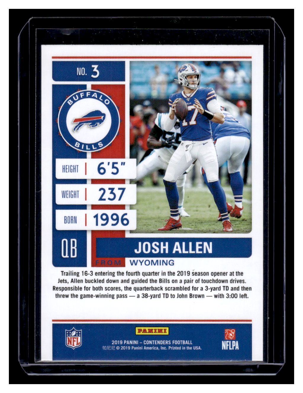 2019 Panini Contenders #3 Josh Allen (Buffalo Bills)