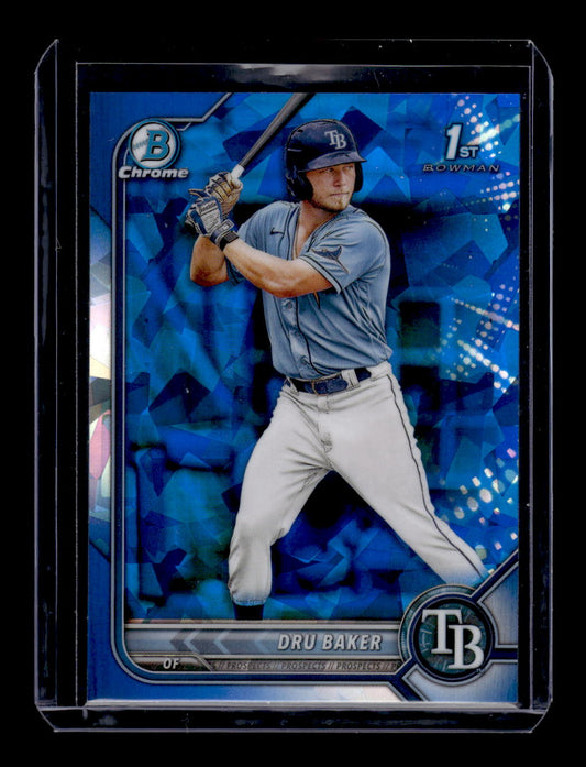 2022 Topps Bowman Chrome #BCP-176 "Sapphire - Cracked Ice" Dru Baker (Tampa Bay Rays)