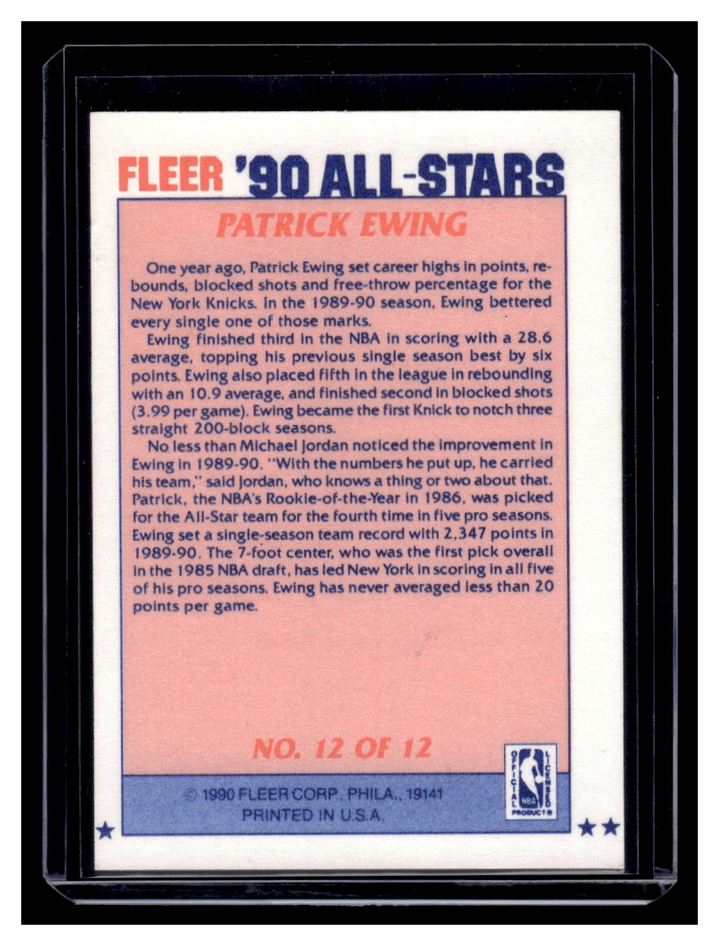 1990 Fleer All-Stars #12 (New York Knicks)