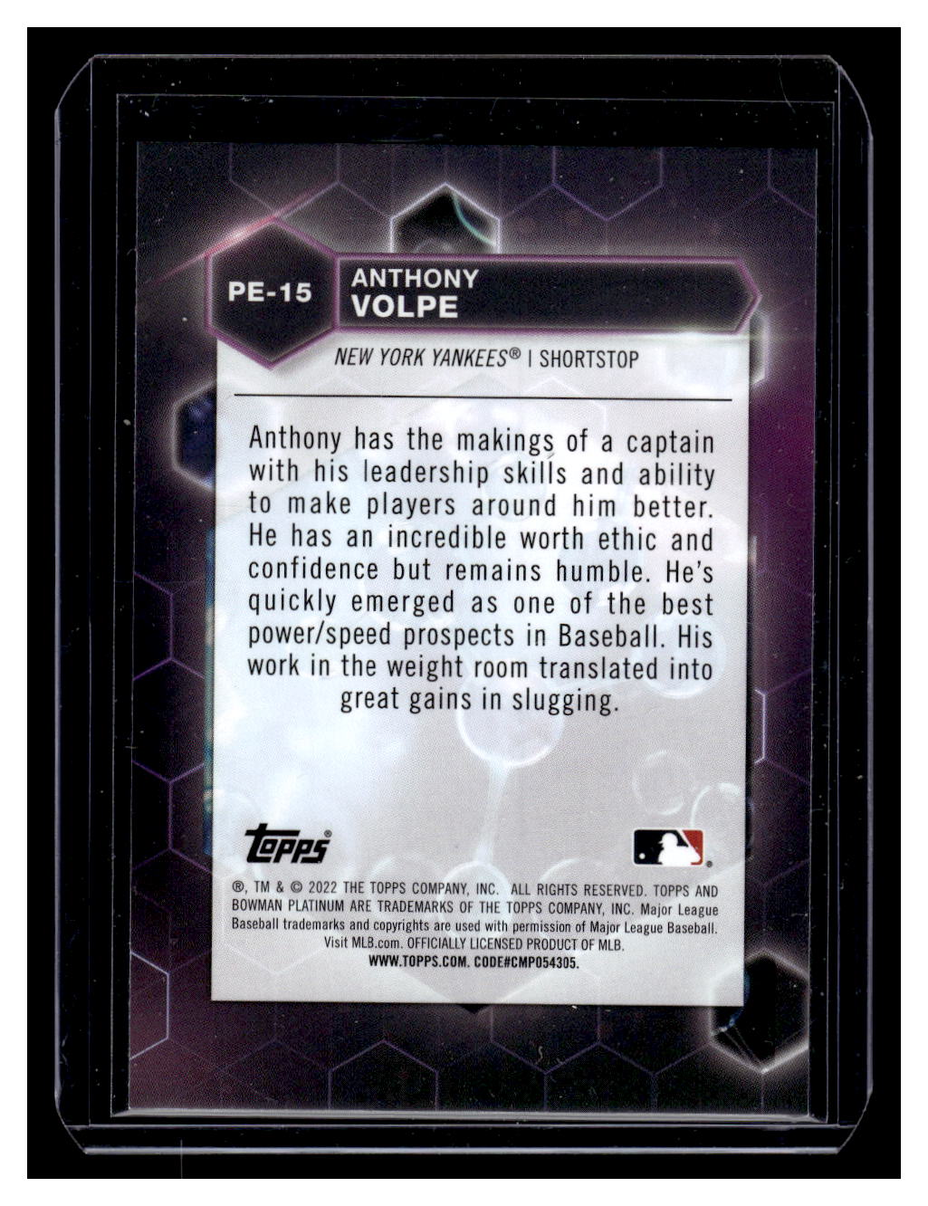 2022 Bowman Platinum "Precious Elements" #P#-15 Anthony Volpe Rookie RC (New York Yankees)