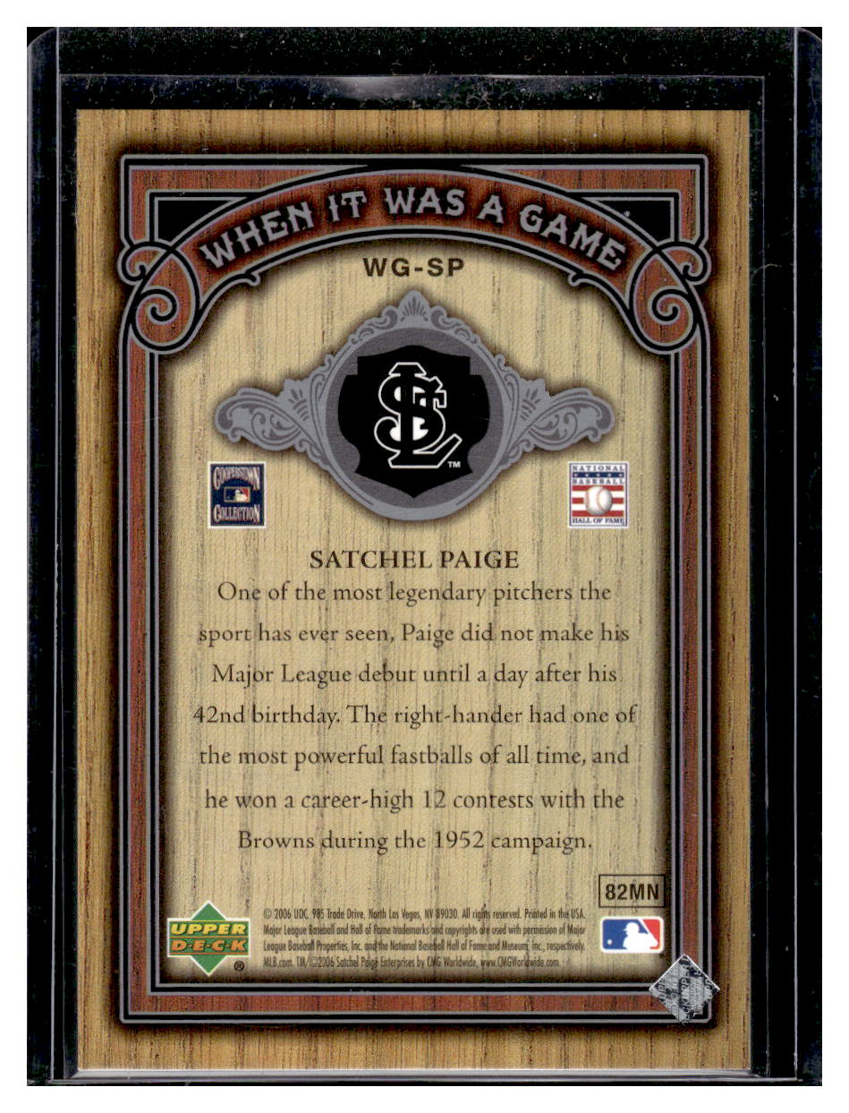 2006 SP Legendary Cuts "When it was a Game" #WG-SP Satchel Paige #'d /550