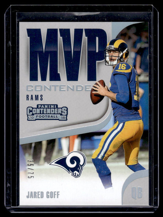 2018 Panini Contenders MVP Card #MVP-17 Jared Goff #'d /75 (Los Angeles Rams)