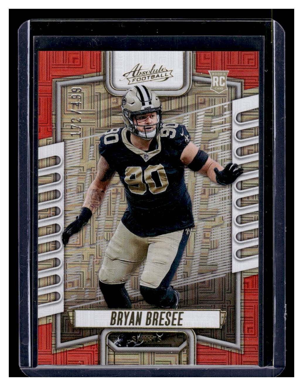 2023 Absolute #160 "Red Squares" Bryan Bresee #'d /499 Rookie RC (New Orleans Saints)