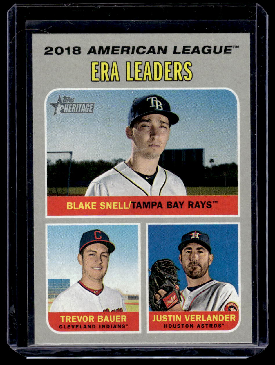 2019 Topps Heritage "2018 A.L. ERA Leaders" #68 Justin Verlander / Trevor Bauer / Blake Snell