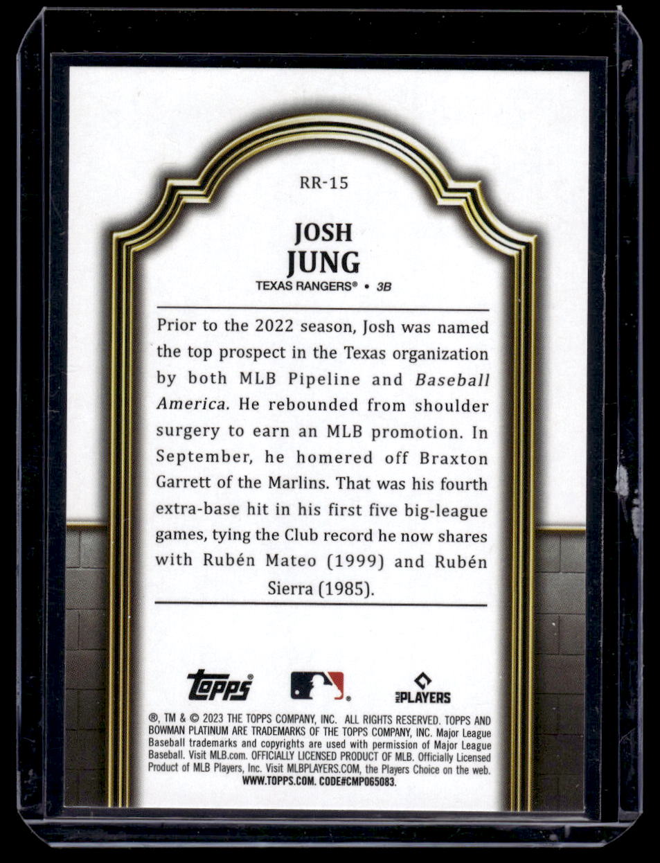 2023 Bowman Platinum "Renowned Rookies" #RR-15 Josh Jung (Texas Rangers)