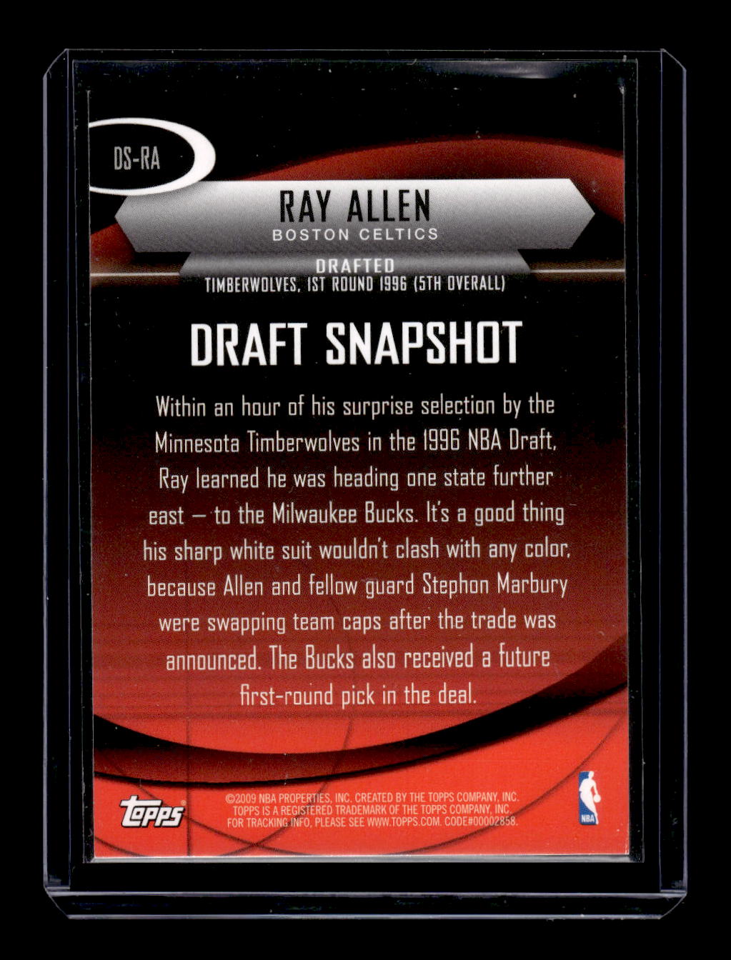 2009-10 Topps Draft Snapshot #DSRA Ray Allen (Boston Celtics)