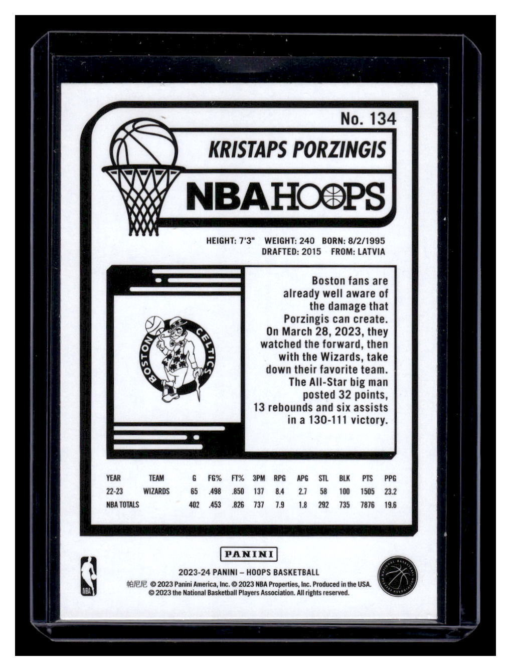 2023-24 NBA Hoops #134 Kristaps Porzingis "Teal Expolsion" (Boson Celtics)