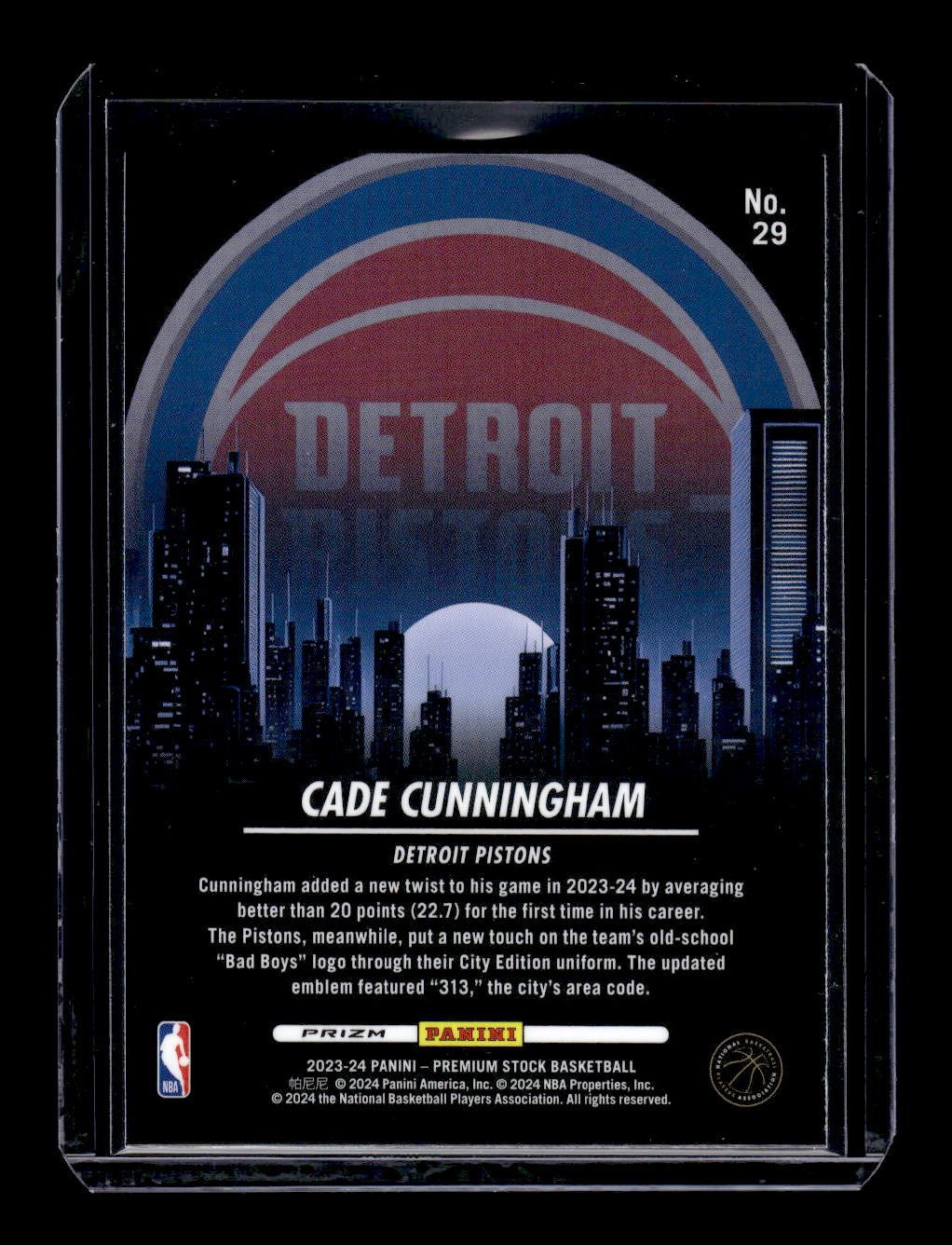 2023-24 Hoops Premium Stock City Edition Silver Prizm #29 Cade Cunningham (Detroit Pistons)