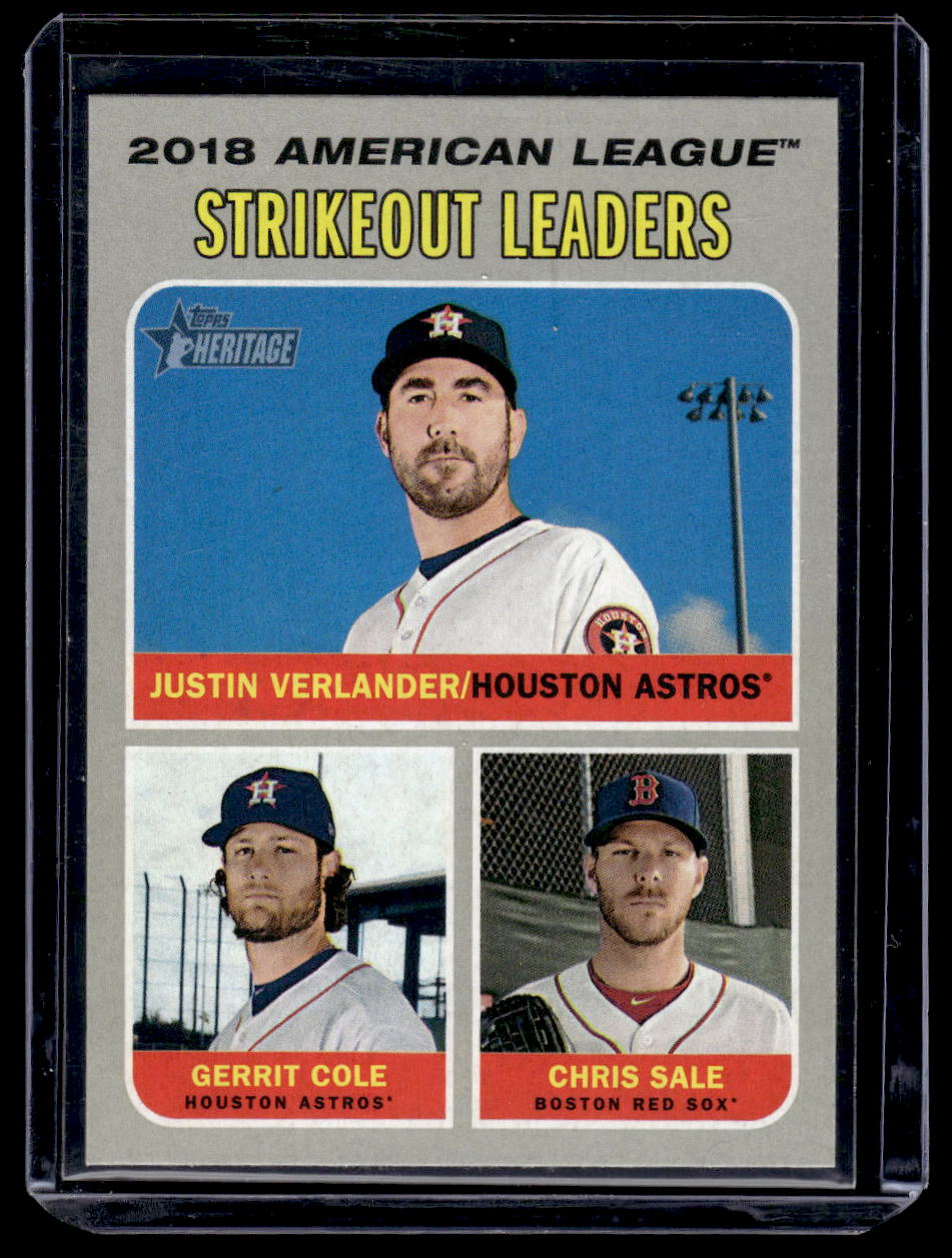 2019 Topps Heritage "2018 A.L. Strike Out Leaders" #72 Chris Sale / Justin Verlander / Gerrit Cole