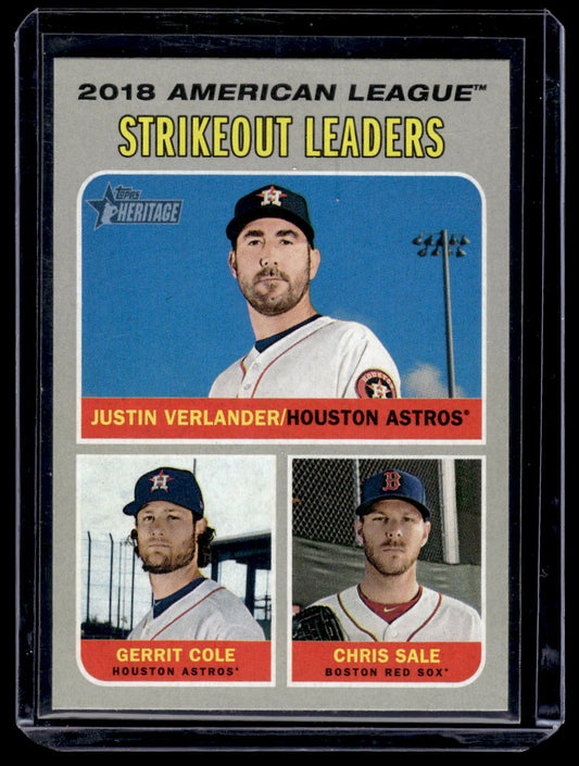 2019 Topps Heritage "2018 A.L. Strike Out Leaders" #72 Chris Sale / Justin Verlander / Gerrit Cole