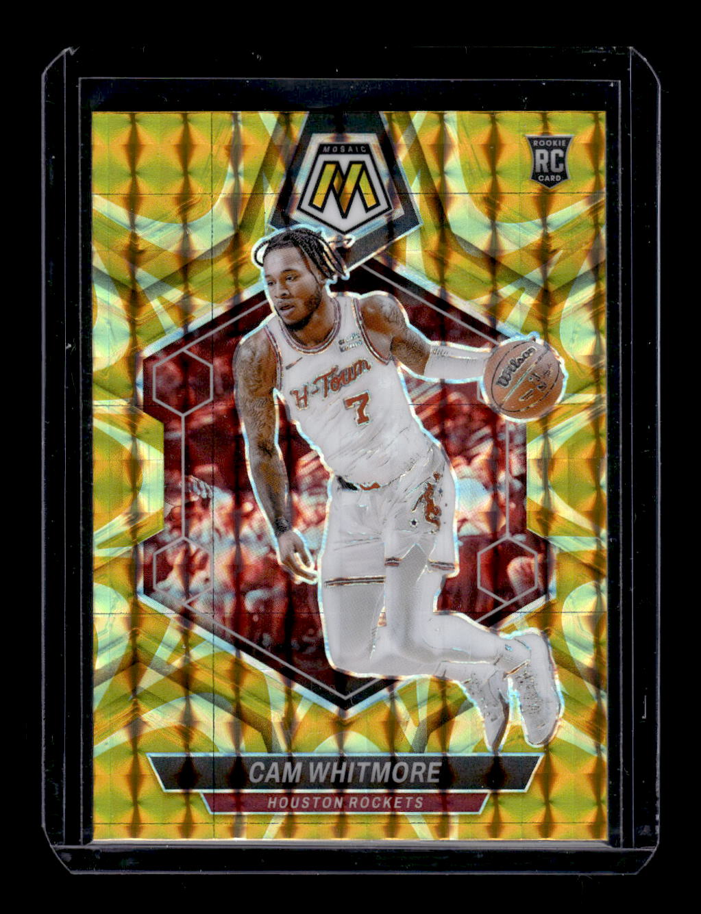 2023-24 Panini Mosaic Reactive Yellow Rookie #217 Cam Whitmore (Houston Rockets)