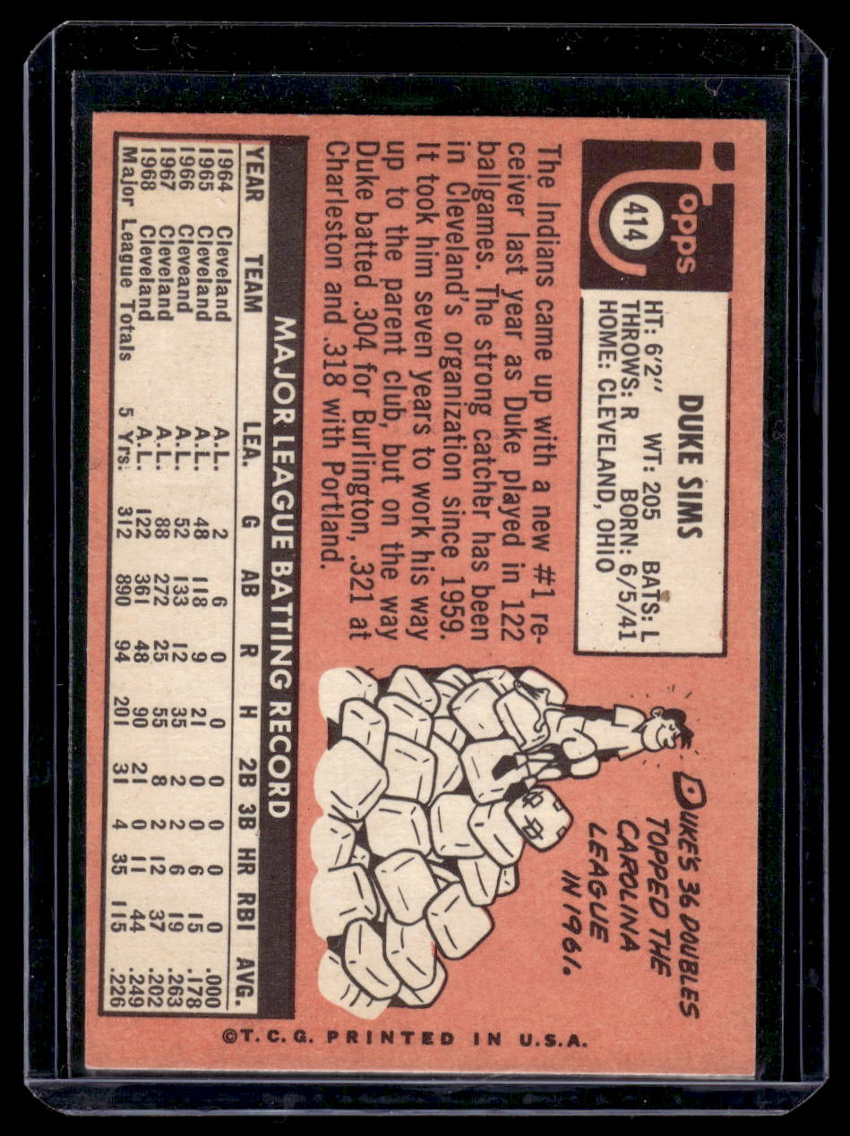 1969 Topps #414 Duke Sims (Cleveland Indians)