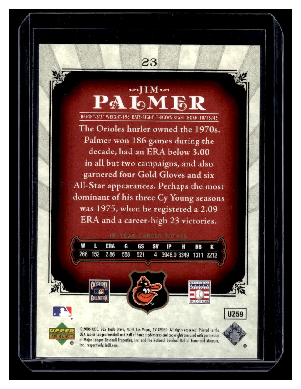 2006 Upper Deck SP Legendary Cuts #23 Jim Palmer (Baltimore Orioles)