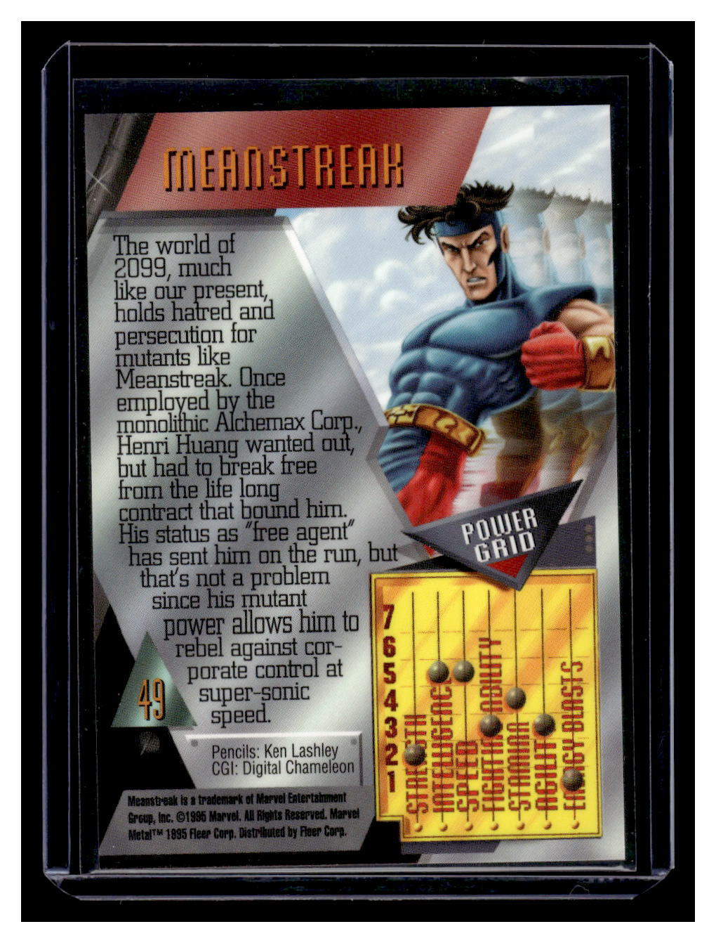 1995 Marvel Metal "Power Grid" Card #49 MEANSTREAK