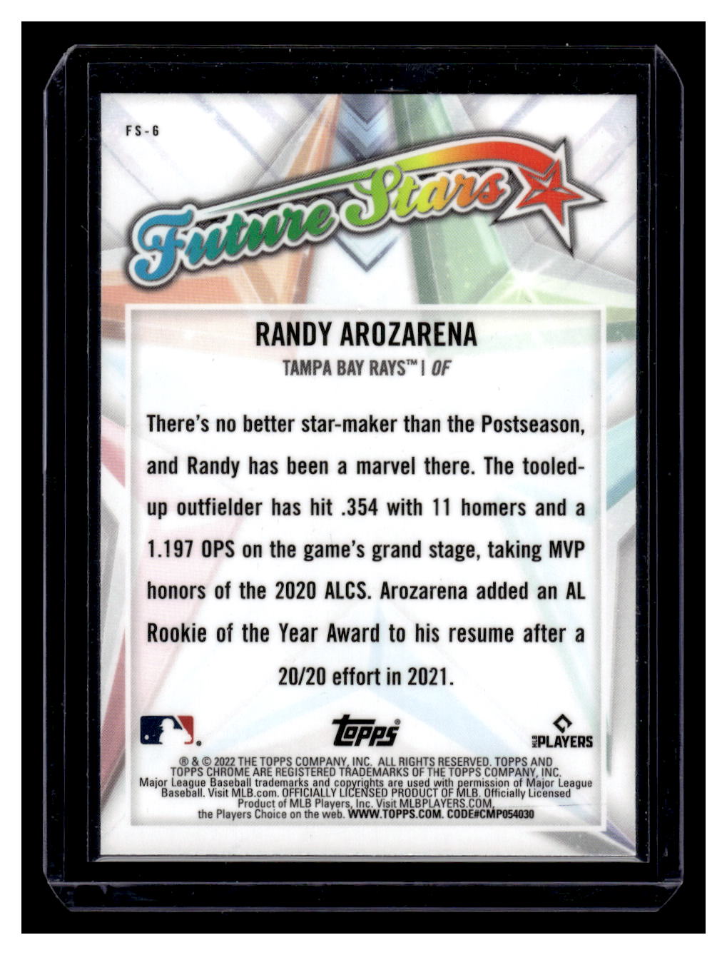 2022 Topps Chrome "Future Stars" #FS-6 Randy Arozarena (Tampa Bay Rays)