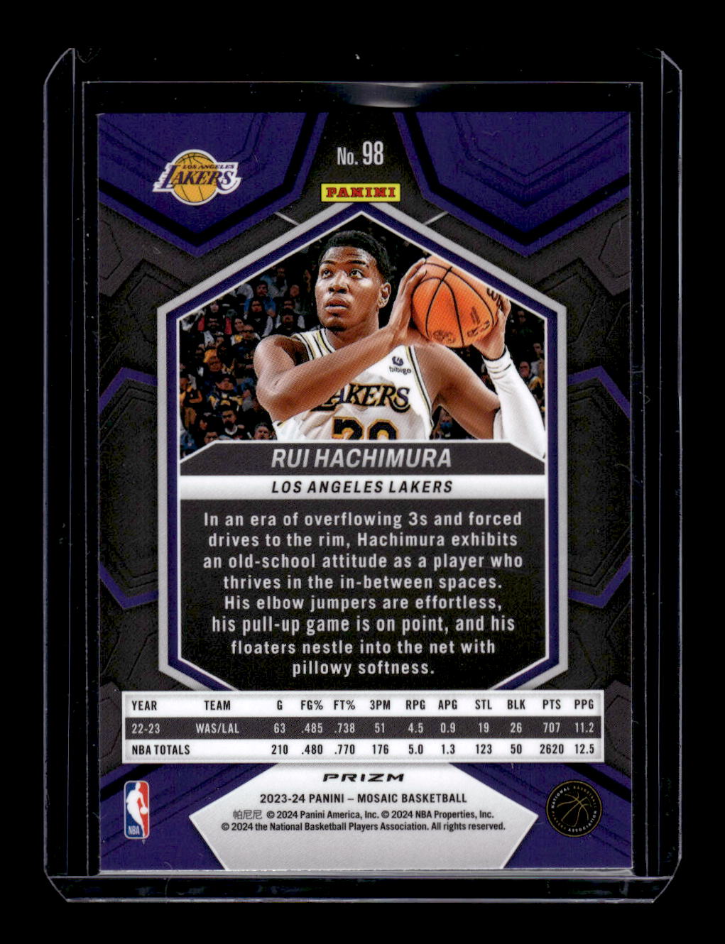 2023-24 Panini Mosaic Reactive Yellow #98 Rui Hachimura (Los Angeles Lakers)