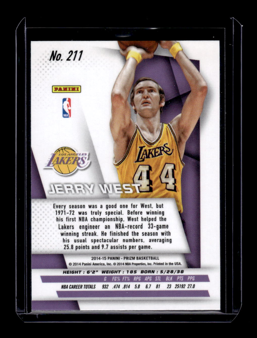 2014-15 Panini Prizm #211 Jerry West (Los Angeles Lakers)