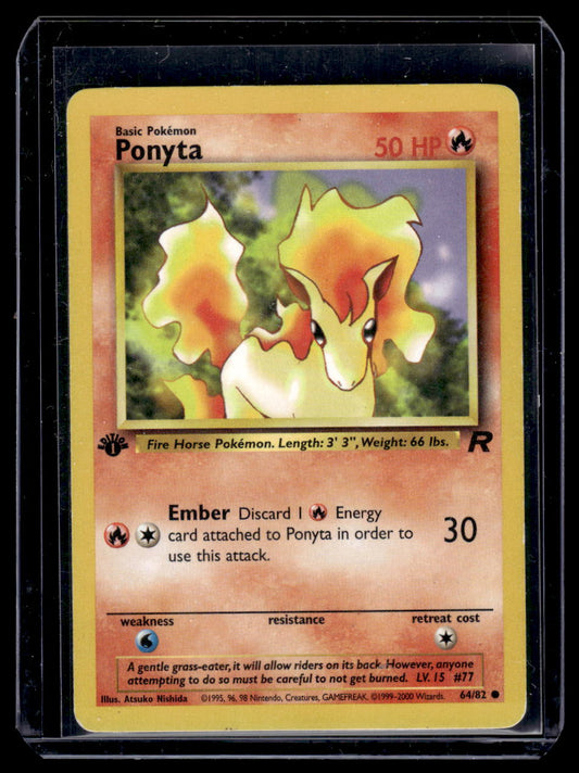 2000 Pokemon Team Rocket Base Set Card #64 Ponyta 1st Edition