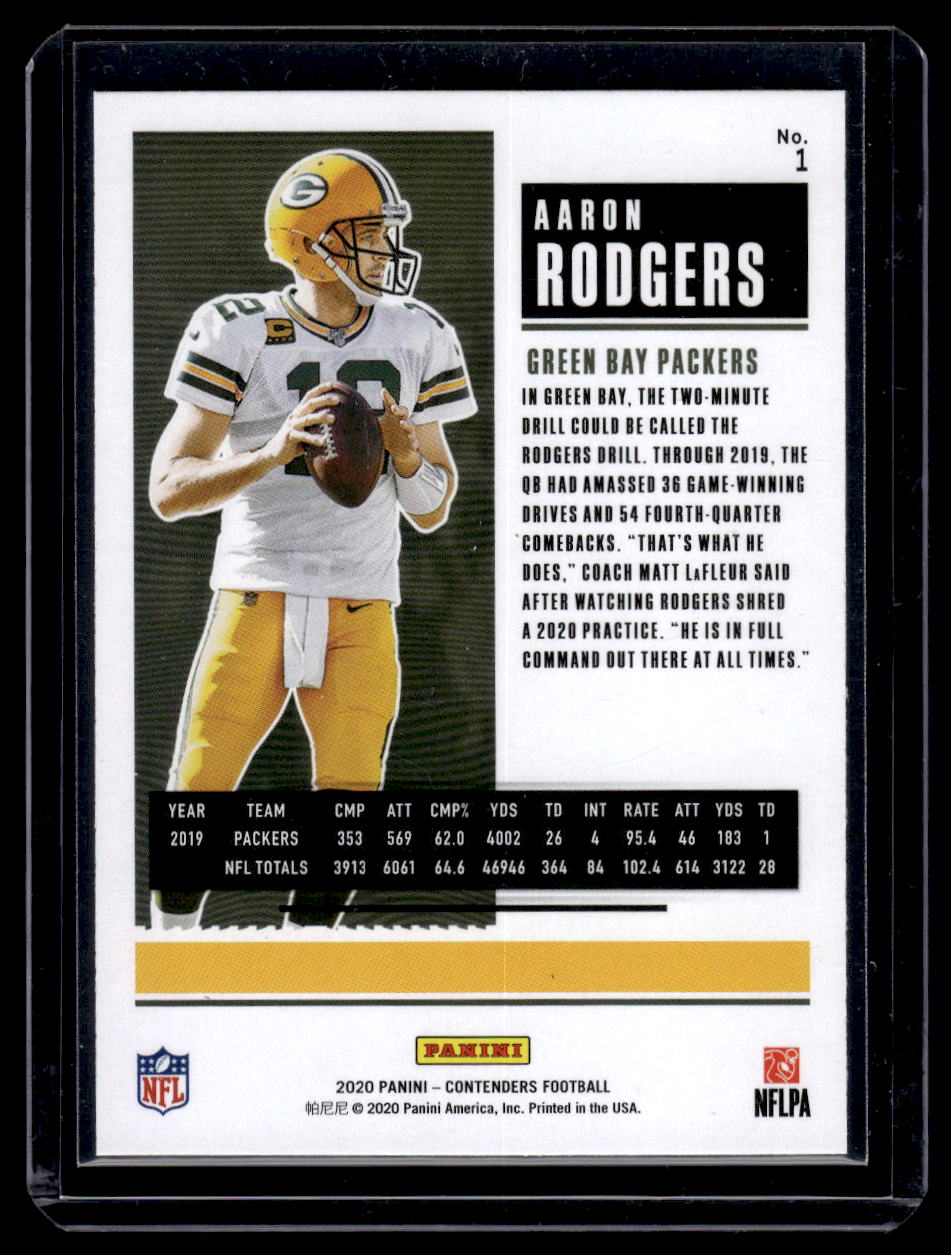 2020 Panini Contenders #1 Aaron Rodgers (Green Bay Packers)