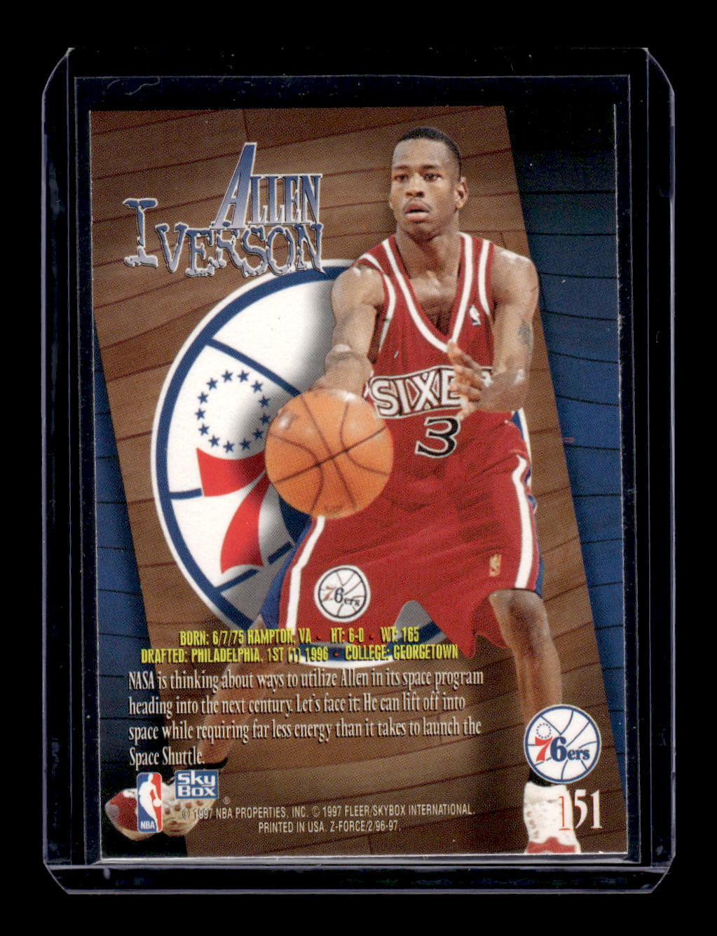 1996-97 Z-Force #151 Allen Iverson RC Rookie (Philadelphia 76ers)