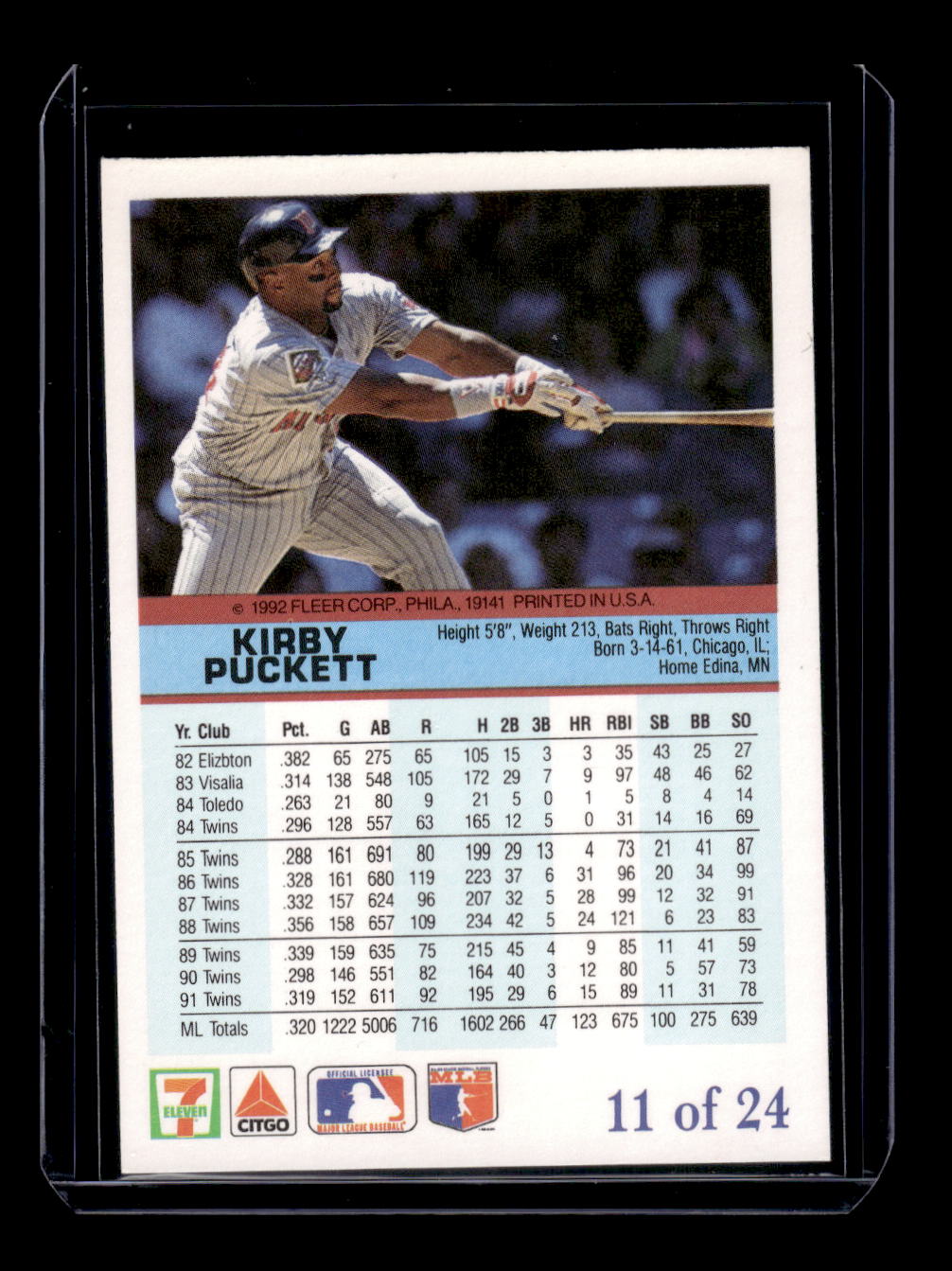 1992 Fleer Citgo The Performer Collection #11 Kirby Puckett (Minnesota Twins)