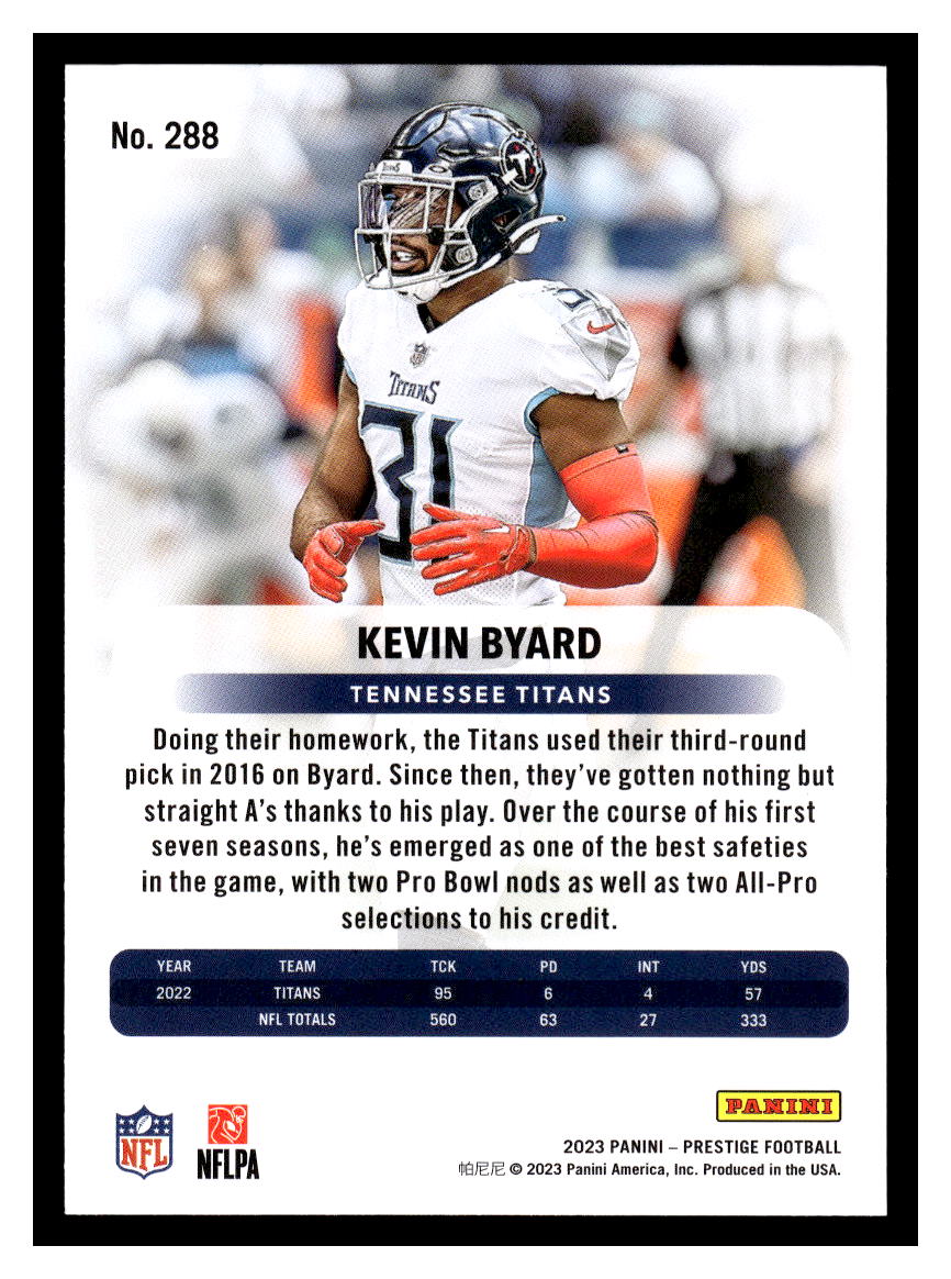 2023 Panini Prestige #288 Kevin Byard (Tennessee Titans)