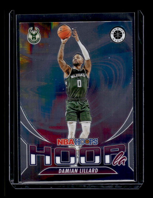 2023-24 Hoops Premium Stock Hoopla #2 Damian Lillard (Milwaukee Bucks)