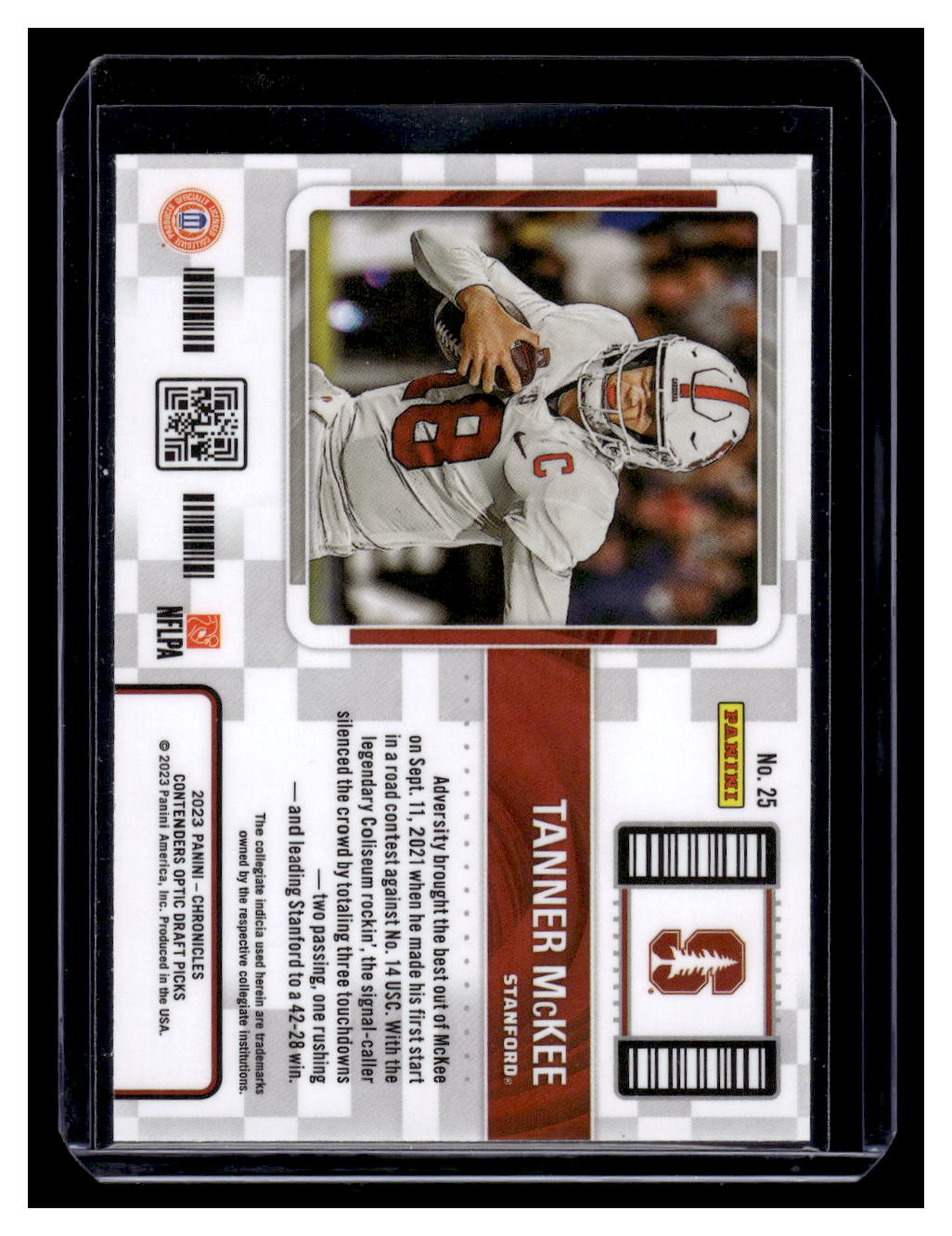 2023 Panini Chronicles Draft Picks Contenders Optic #25 Tanner McKee (Stanford)