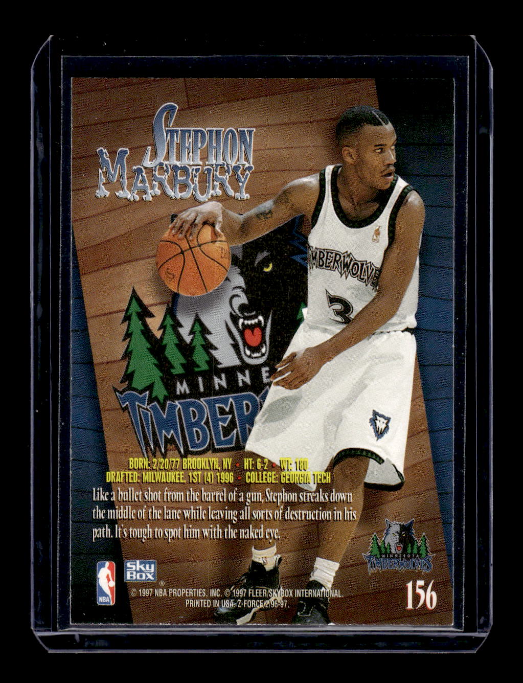 1996-97 Z-Force #156 Stephon Marbury RC Rookie (Minnesota Timberwolves)