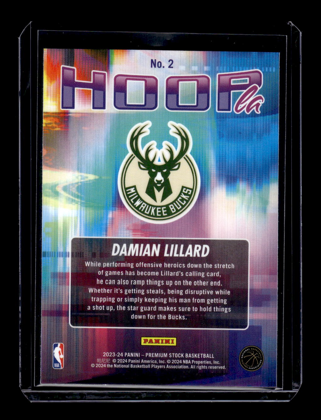 2023-24 Hoops Premium Stock Hoopla #2 Damian Lillard (Milwaukee Bucks)