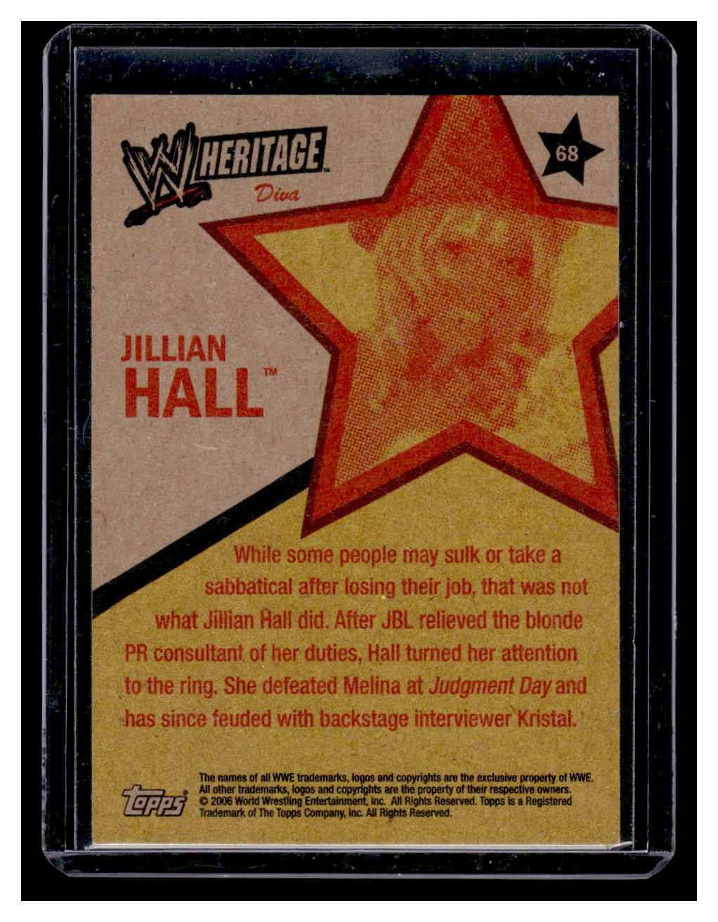 2006 WWE Topps Heritage Jullian Hall DIVAS Card #68